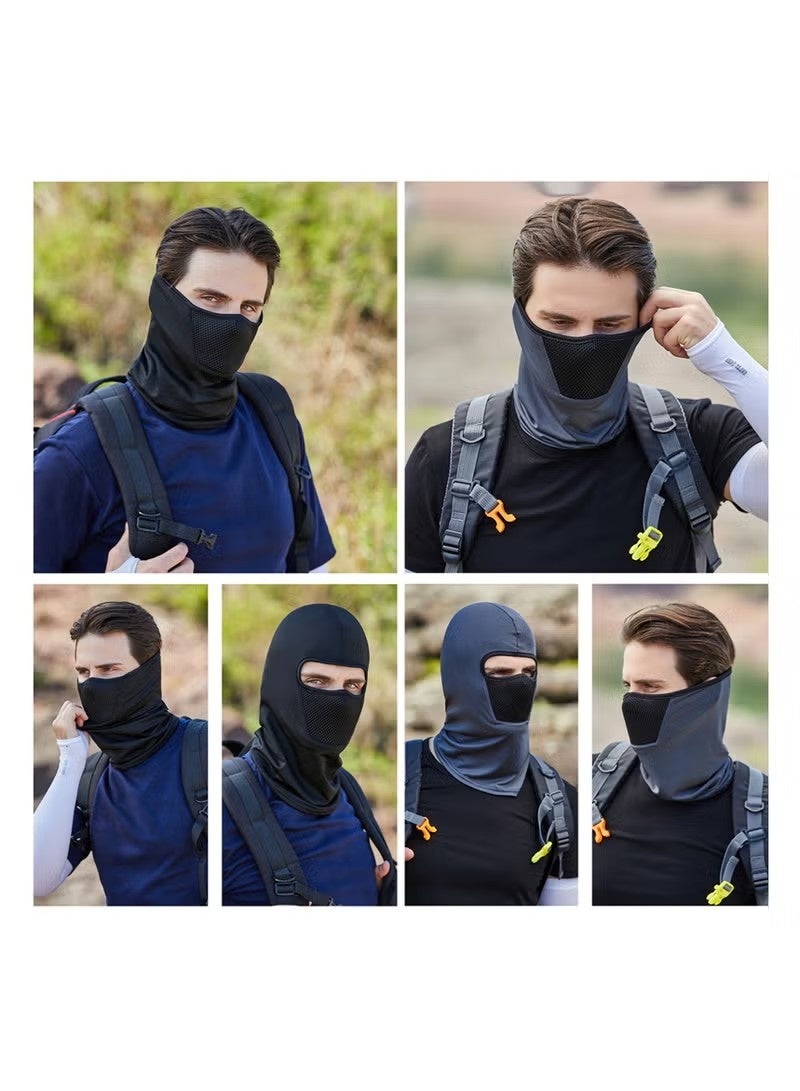 قناع وجه كامل للحماية من الأشعة فوق البنفسجية، وشاح للوجه للرياضات الخارجية، قناع للحماية من الشمس، قناع لركوب الدراجات النارية والهوائية، وشاح للرأس للحماية من الرياح والغبار (رمادي) - Image 2